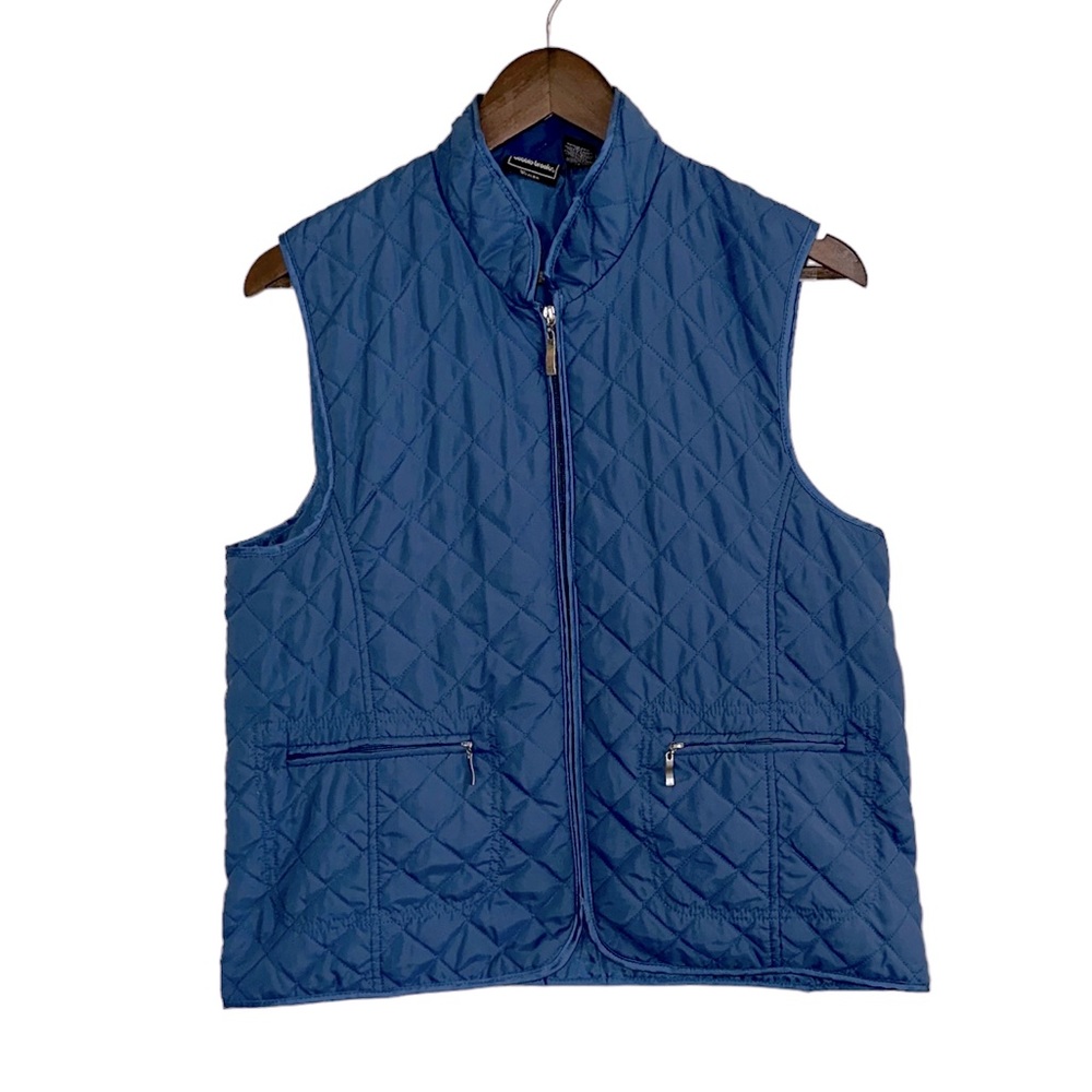 Bobby Brooks lightweight quilted blue zippered vest women’s large